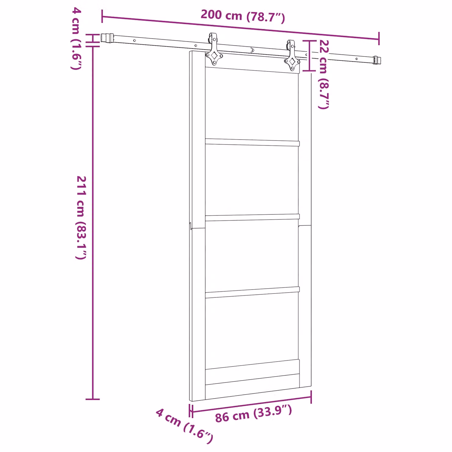 Berkfield Home Minimalist Sliding Door with Hardware Set, Solid Pine Wood, Beige, W: 86 cm, H: 211 cm – 2