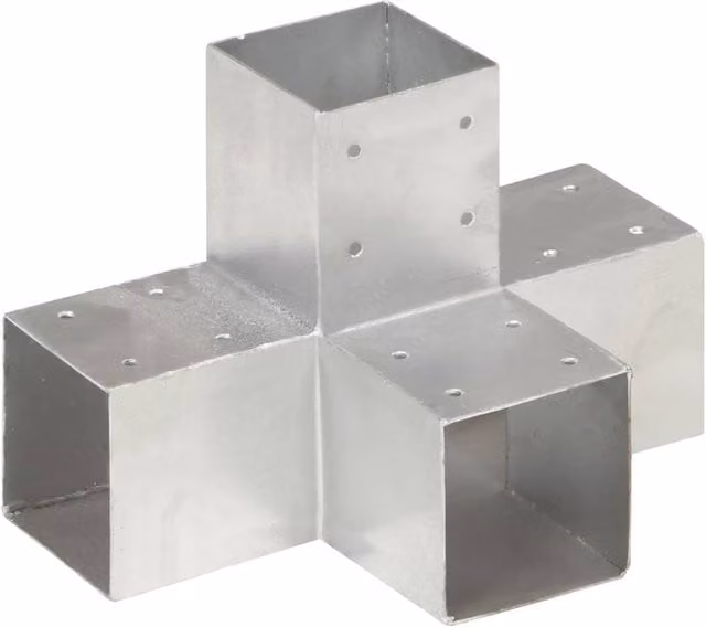 Berkfield Home X Shape Post Connectors, 4 Pieces, Galvanised Metal, Silver, 91 x 91 mm