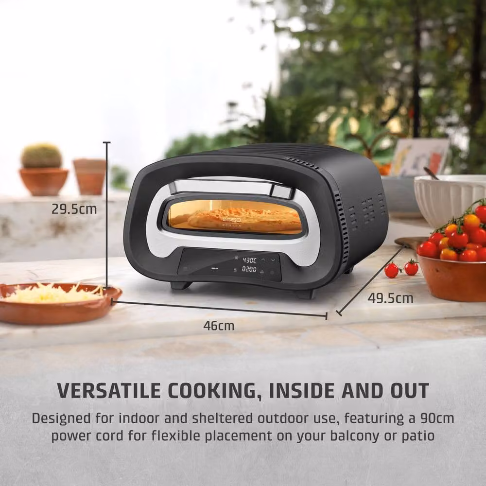 Caso Design PizzaChef 430° Electric Indoor Pizza Oven with Digital Display in Black – 4