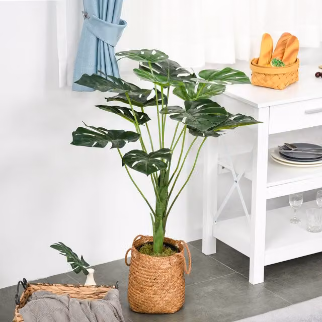 Outsunny Artificial Potted Monstera Plant in Green