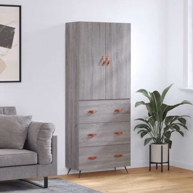 Berkfield Home Sonoma Highboard in Grey, W/D/H: 69.5 x 34 x 180 cm – 1