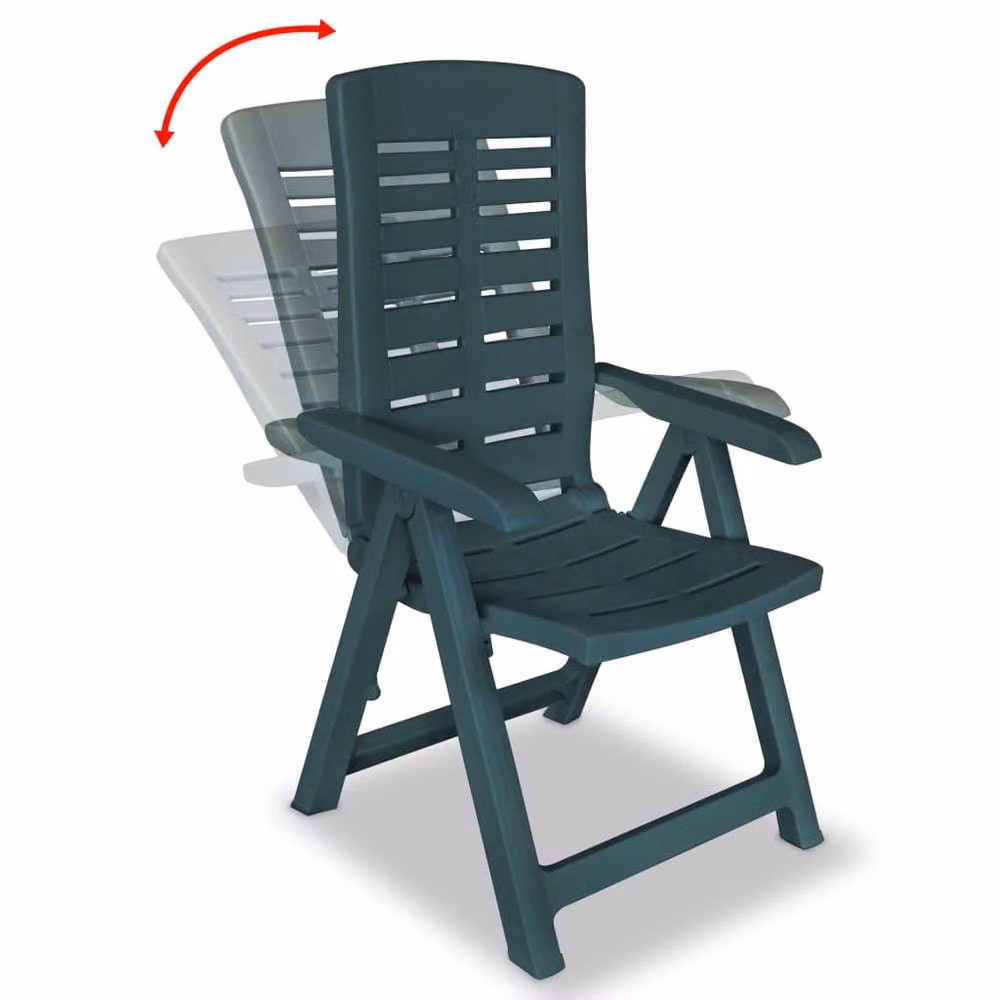 Berkfield Home Set of 6 Reclining Plastic Garden Chairs in Green, H 108 x W 60 x D 61 cm – 3