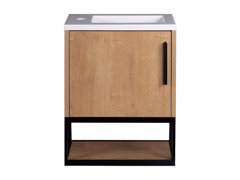 Vente-unique Wall-Mounted Washbasin Unit with Recess in Light Oak, W: 40 cm – 2