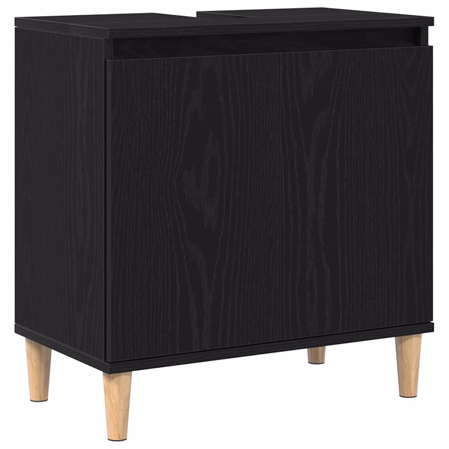 Berkfield Home Modern Black Oak Sink Cabinet, W: 58 cm, D: 33 cm, H: 60 cm – 2
