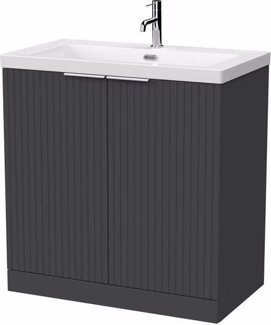 Balterley Callingwood 2 Door Freestanding Vanity Unit and Fireclay Basin in Dark Grey