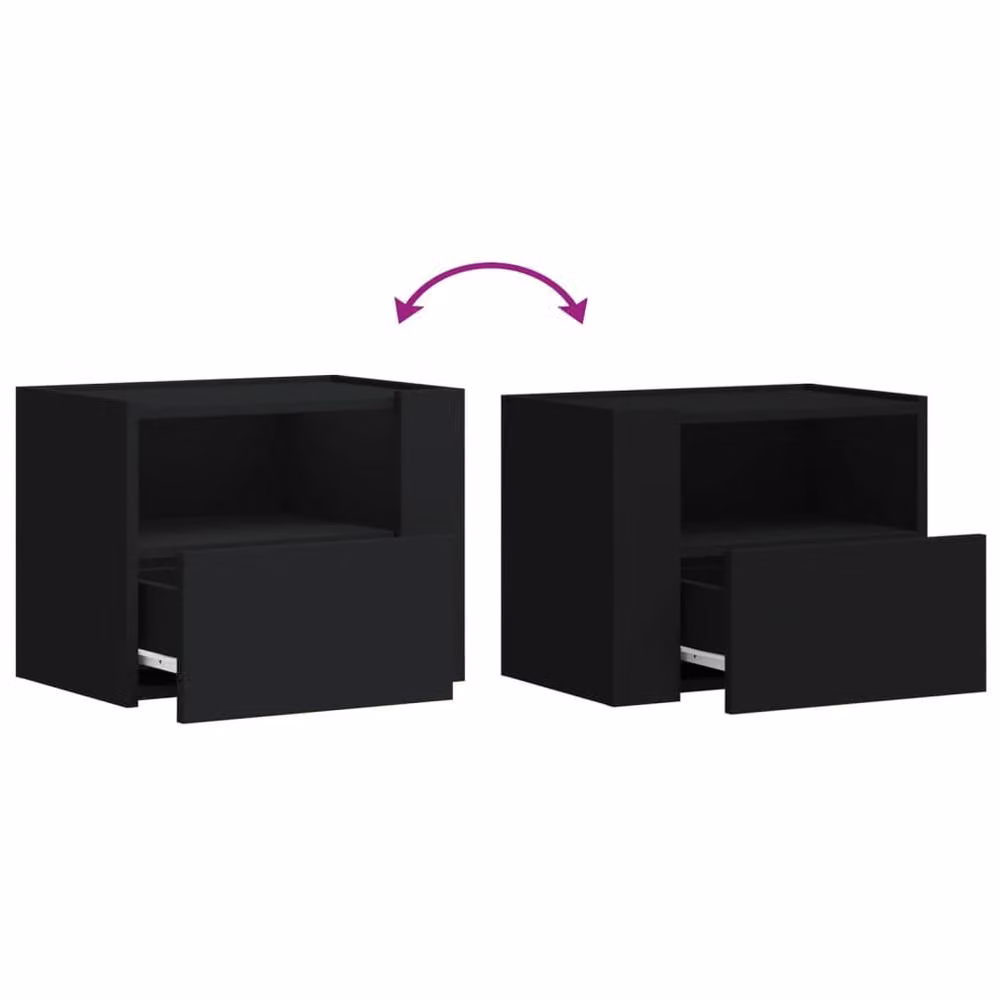 Berkfield Home Decorative Wall-mounted Bedside Cabinet, Black, W: 45 cm, D: 30 cm, H: 35 cm – 5