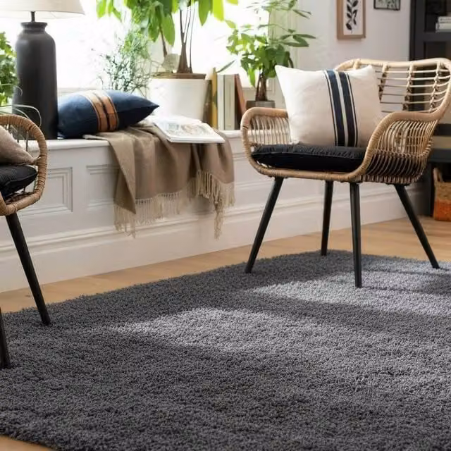 Kukoon Grey Shaggy Rug, Soft Plush Pile Rectangular Carpet, W: 160 cm, D: 230 cm