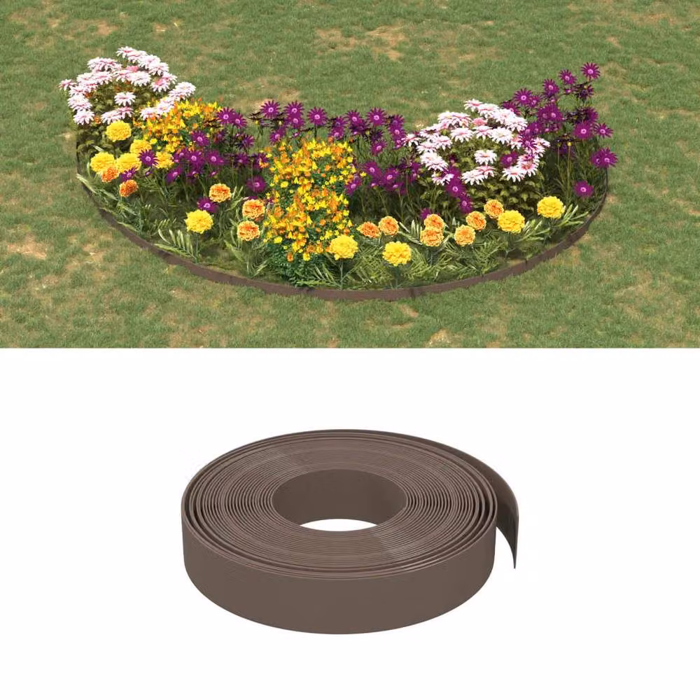 Berkfield Home Durable Polyethylene Garden Edgings, 2 Pack, Brown, 10 m x 10 cm – 2