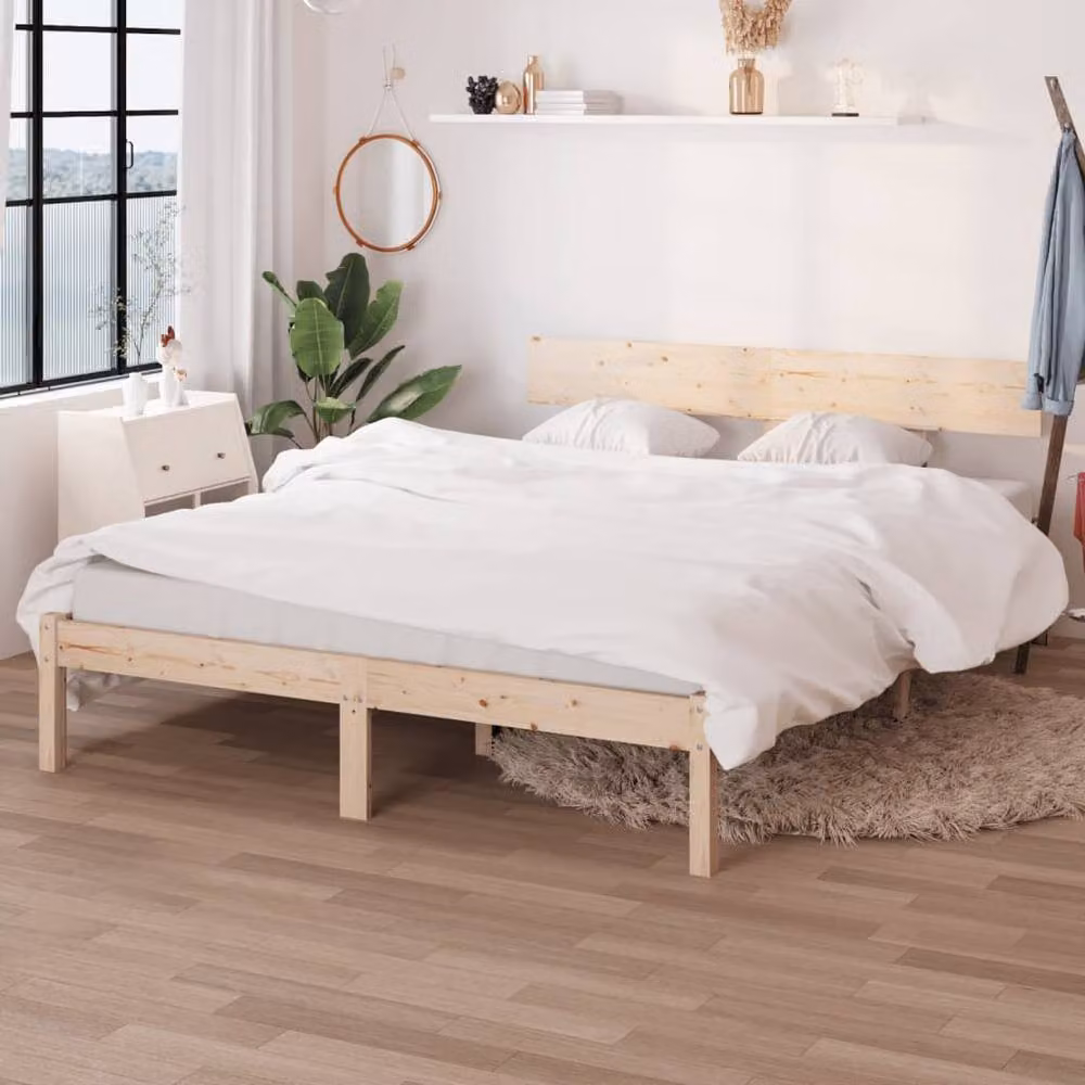 Berkfield Home Modern Solid Wood Pine Bed Frame, Light Brown, W/D/H: 160 x 200 x 70 cm – 1