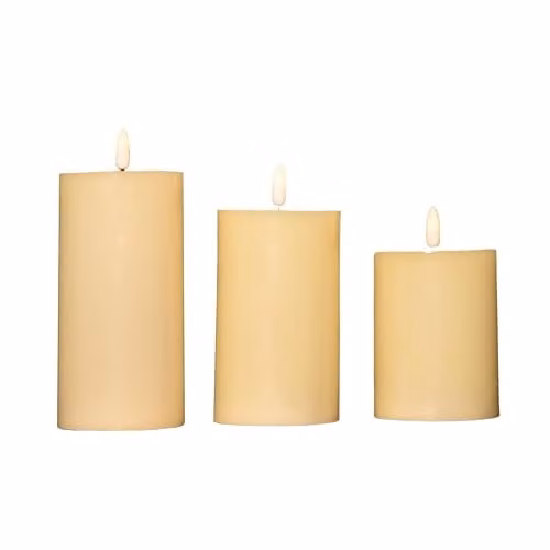 Samuel ALEXANDER Set of 3 Cream Wax Melted Effect Pillar Candles with Warm White LEDs and Timer Function