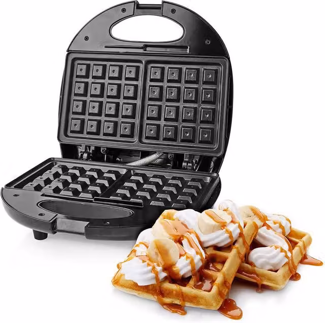 Nedis Dual 2-Slice Waffle Maker with Non-Stick Plates in Silver and Black