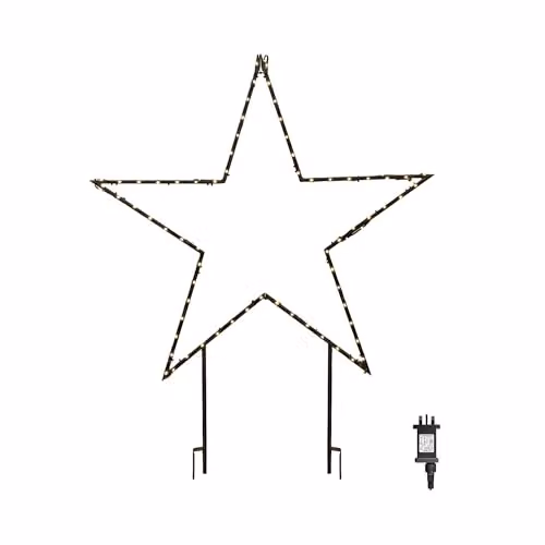 Samuel ALEXANDER Black Metal Dewdrop Christmas Star with Garden Stake and Warm White LEDs, Height: 90 cm – 2