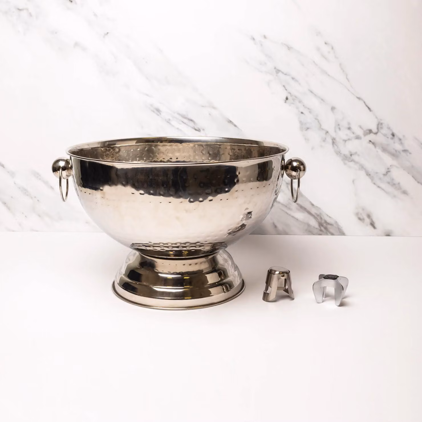 BarCraft 3-Piece Stainless Steel Barware Set in Silver with Champagne Ice Bowl, Bottle Opener and Bottle Stopper – 2