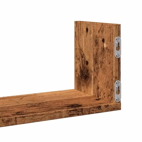 vidaXL Set of 3 Wall Mounted Shelves in Old Wood Brown, W/D/H: 58 x 18 x 18 cm – 4