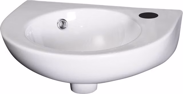 Balterley White Ceramic Round Wall Hung Bathroom Basin with Overflow, 1 Tap Hole, W/D/H: 45.0 x 34.5 x 16.5 cm