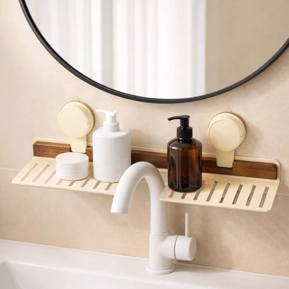 FLAVORA White and Beige Hanging Bathroom Storage Shelf, Width: 180 cm, Height: 180 cm – 1