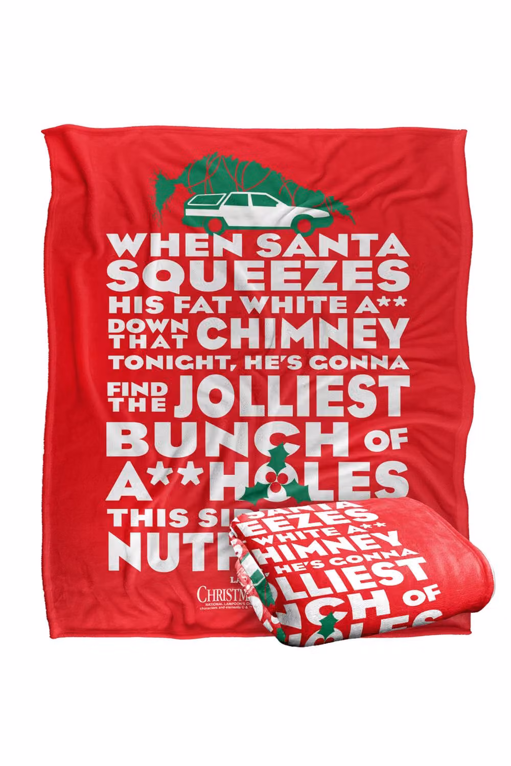 Warner Bros. Christmas Vacation Jolliest Bunch Super Soft Polyester Throw Blanket, Red and Multicolour, Large – 2