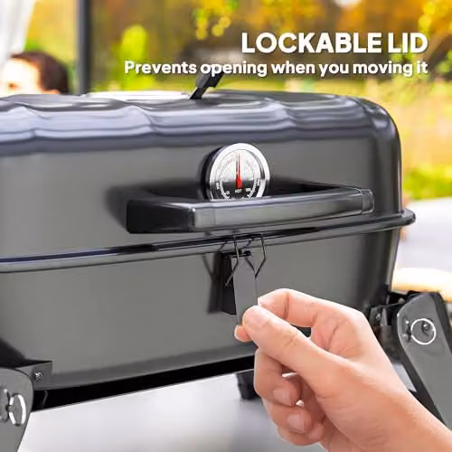 Outsunny Black Charcoal Kettle Barbecue Grill with Warming Rack and Thermometer, W/D/H: 59 x 37 x 36 cm – 6