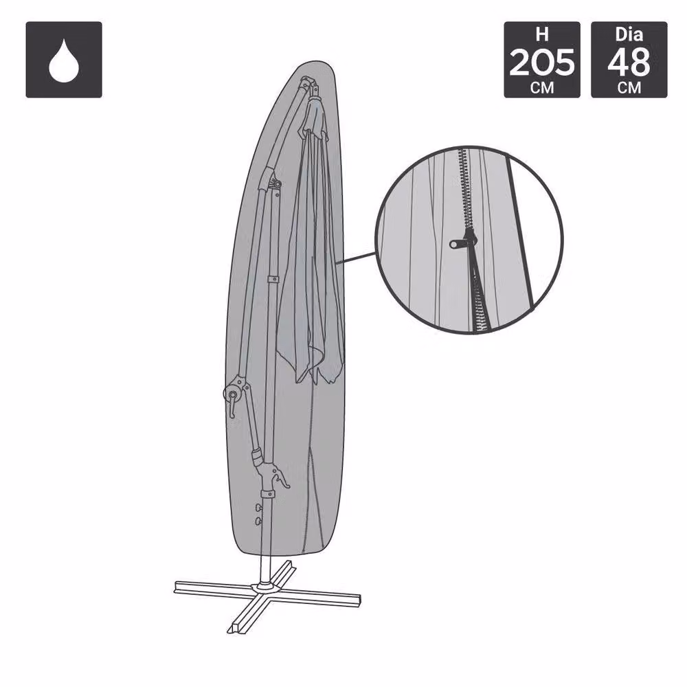 Charles Bentley Deluxe Banana Umbrella Parasol Cover, Black, H 205 x W 48 x D 48 cm – 2