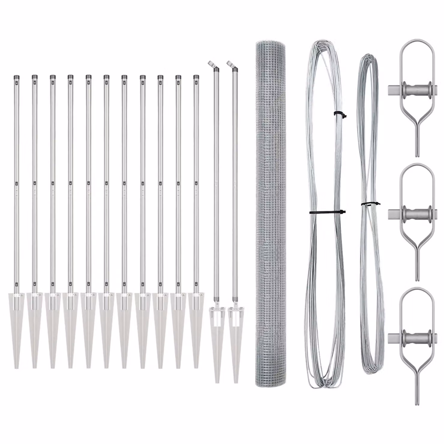 Berkfield Home Galvanised Steel Welded Wire Fence with 13 Spike Posts, Silver, W: 25 m, H: 1.5 m – 2