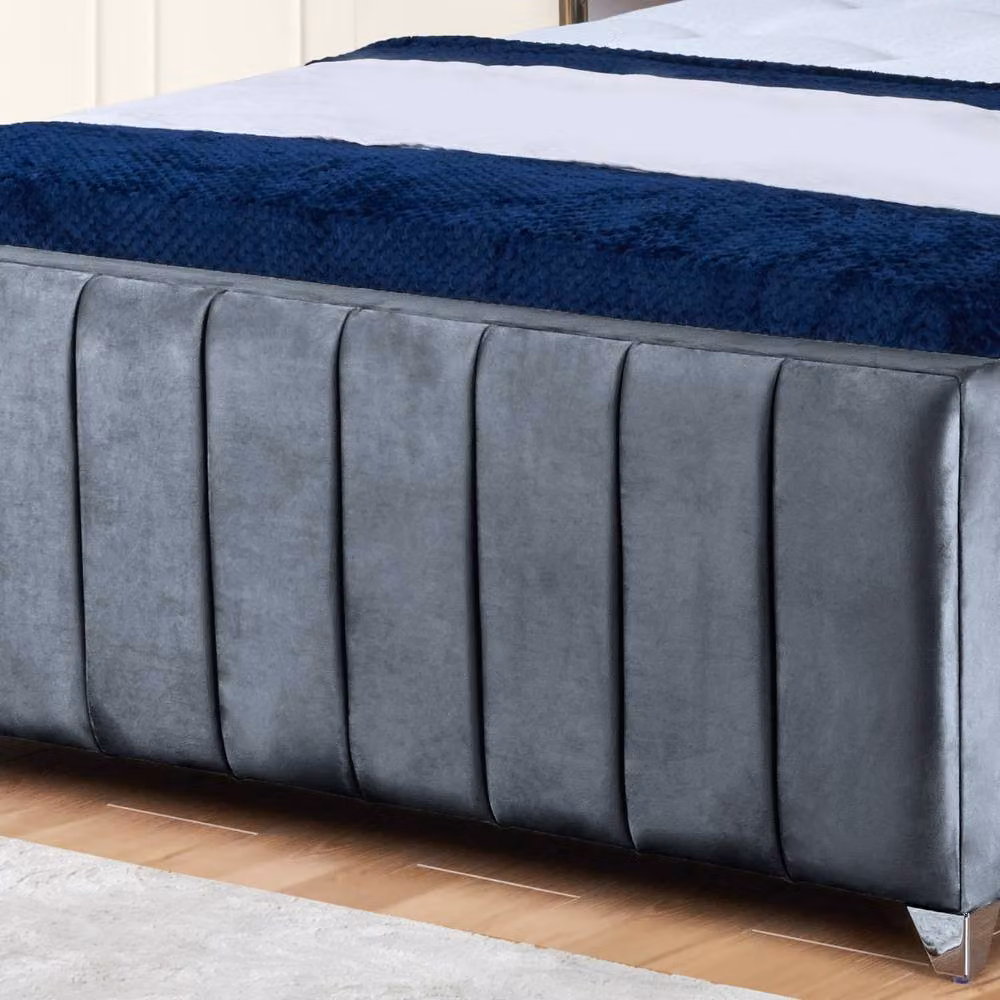 UK Bed Furniture Milano Upholstered Slatted Base Bed in Anthracite Grey, W/D/H: 120 x 200 cm – 3