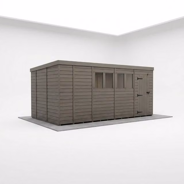 Buttercup Farm Grey Composite Pent Garden Shed with Single Door and Windows, W: 305 cm, D: 305 cm, H: 210 cm