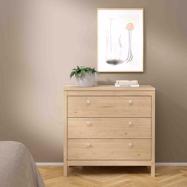 Furniture To Go Madrid 3-Drawer Chest of Drawers in Oak Brown and Beige