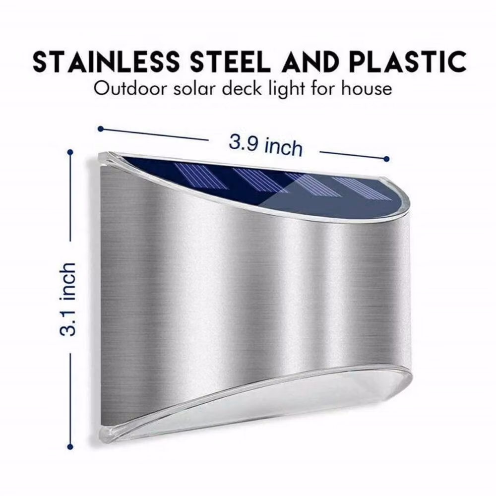 Havendro Set of 4 Solar LED Wall Lights in Silver Stainless Steel with Dusk Sensor for Garden, Stairs and Fences – 2