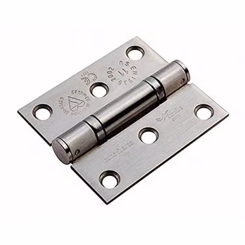 Loops Pair of Satin Stainless Steel Ball Bearing Butt Hinges, Silver, W/D/H: 76 x 67 x 2.5 mm