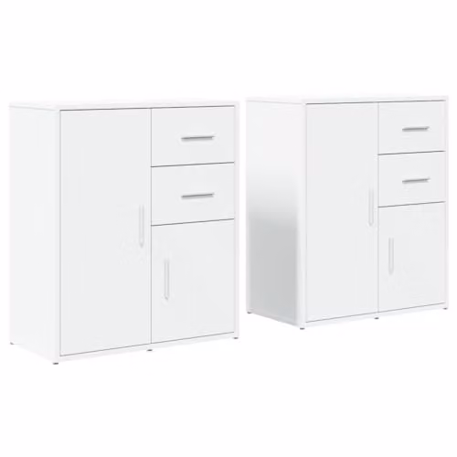 vidaXL Set of 2 Modern White Matt Sideboards in Engineered Wood, W/D/H: 60 x 31 x 70 cm