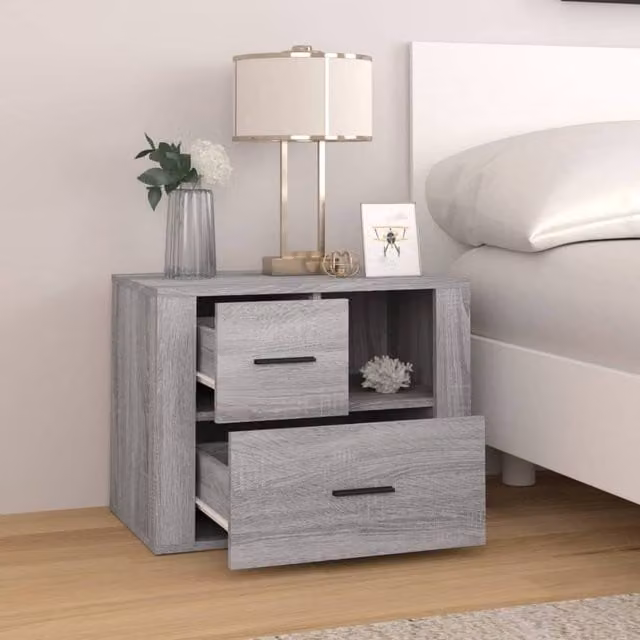 Berkfield Home Classic Bedside Cabinet in Grey Sonoma, W/D/H: 60 x 36 x 45 cm