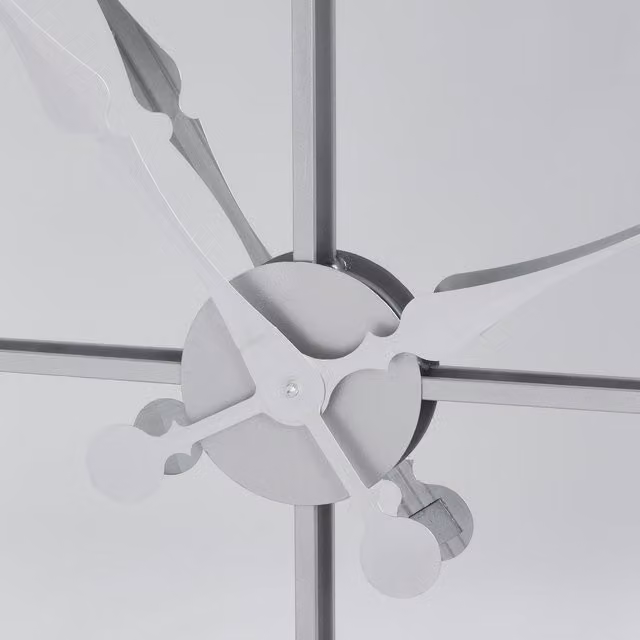 KDMK Celina Silver Mirrored Wall Clock with Skeleton Design and Quartz Movement