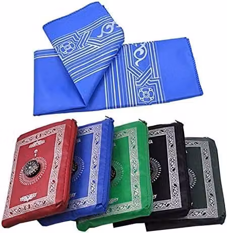 KAV Foldable Waterproof Pocket Prayer Mat with Compass in Blue, W: 100 cm, D: 60 cm – 3