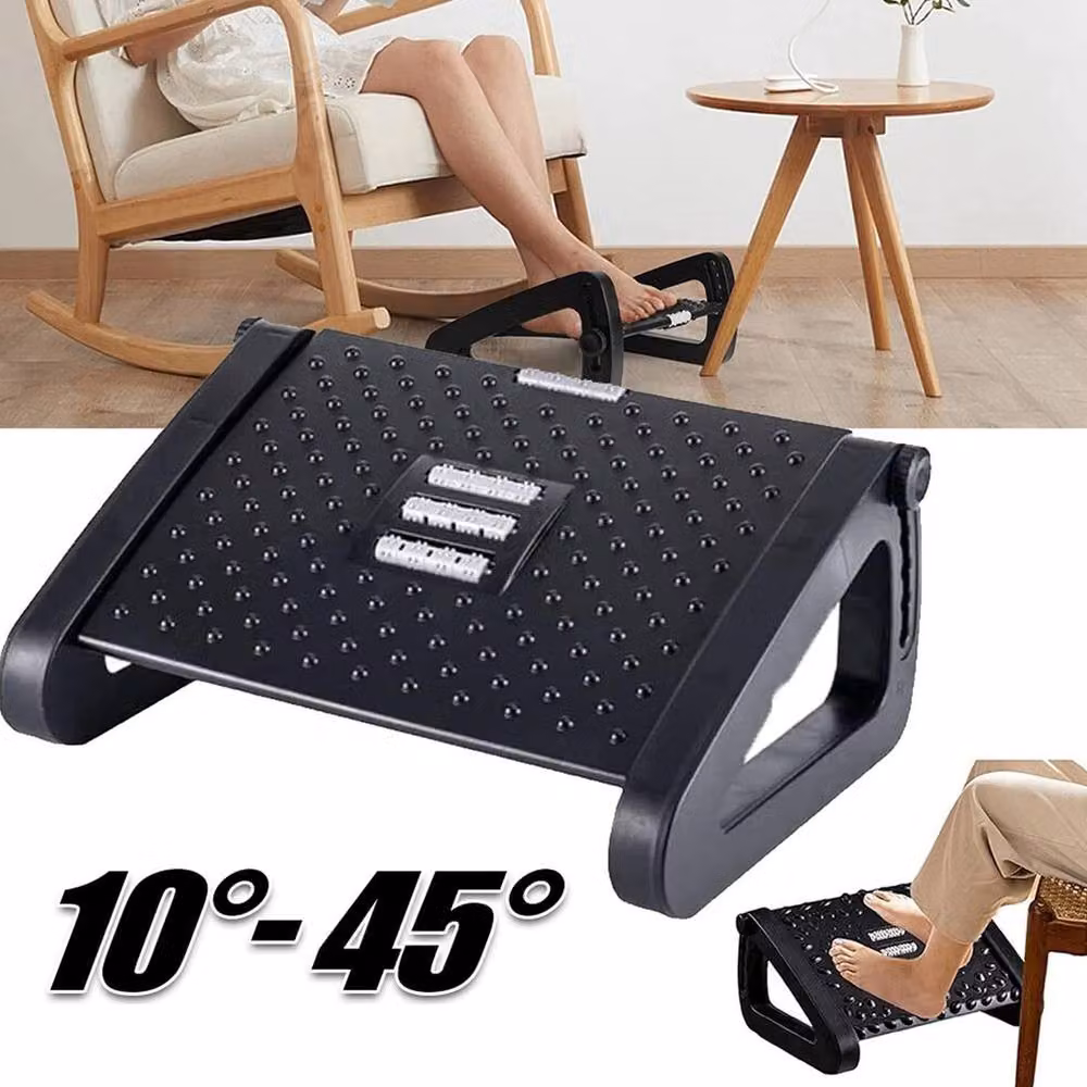 NESTLUNE Adjustable Ergonomic Office Foot Rest Under Desk in Black, W: 100 cm, D: 15 cm, H: 19 cm – 4