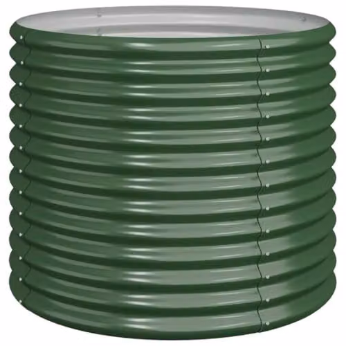 vidaXL Green Galvanised Steel Ornamental Garden Planter Tub W/D/H: 80 x 80 x 68 cm