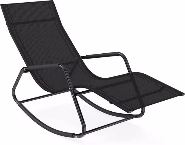 Costway Black Outdoor Rocking Chair with Armrests and Back Support Bar for Garden and Terrace