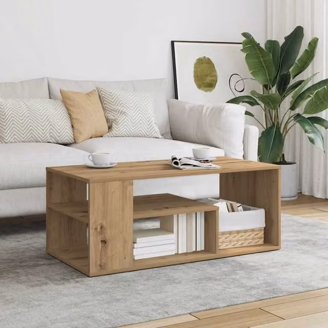 Berkfield Home Artisan Oak Coffee Table in Brown, W/D/H: 100 x 50 x 40 cm – 1