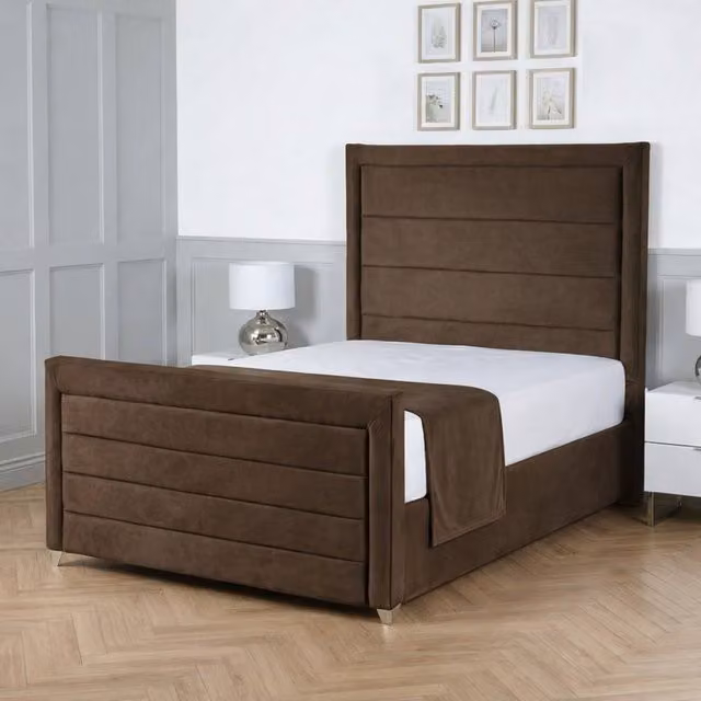 Living Comfort Bedz Selena Upholstered Gas Lift Storage Bed in Brown, W/D/H: 120 x 200 cm