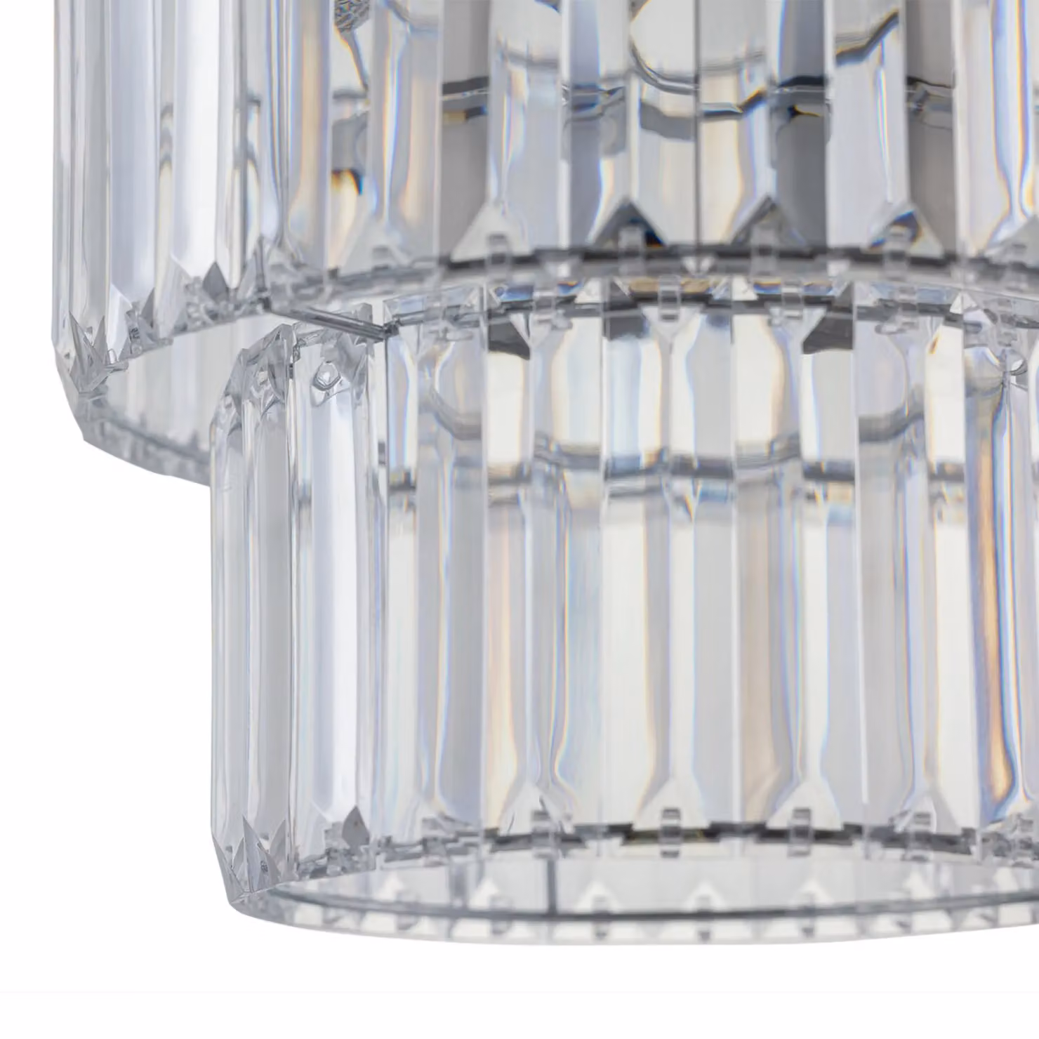 First Choice Lighting Clint Clear Acrylic Crystal Two Tier Easy Fit Pendant Shade – 2