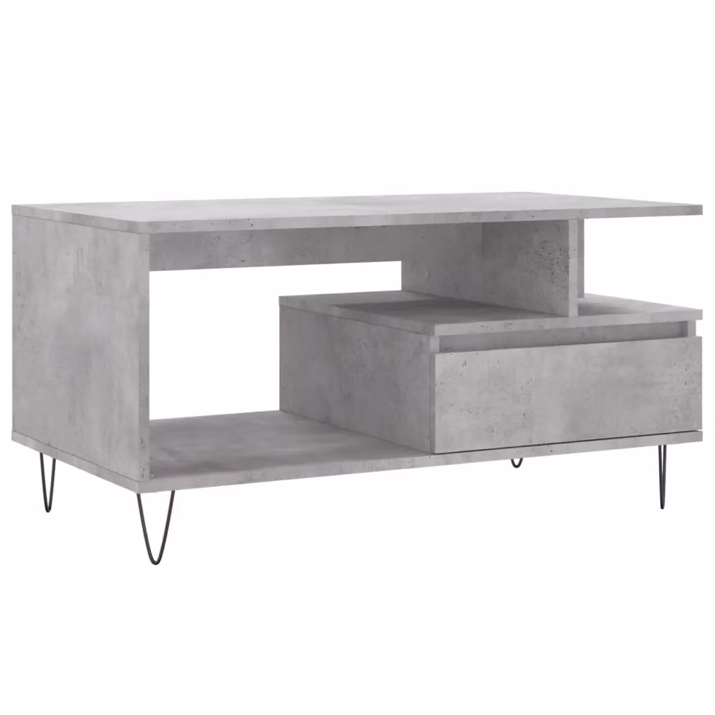 Berkfield Home Modern Rectangular Coffee Table in Concrete Grey, W/D/H: 90 x 49 x 45 cm – 2