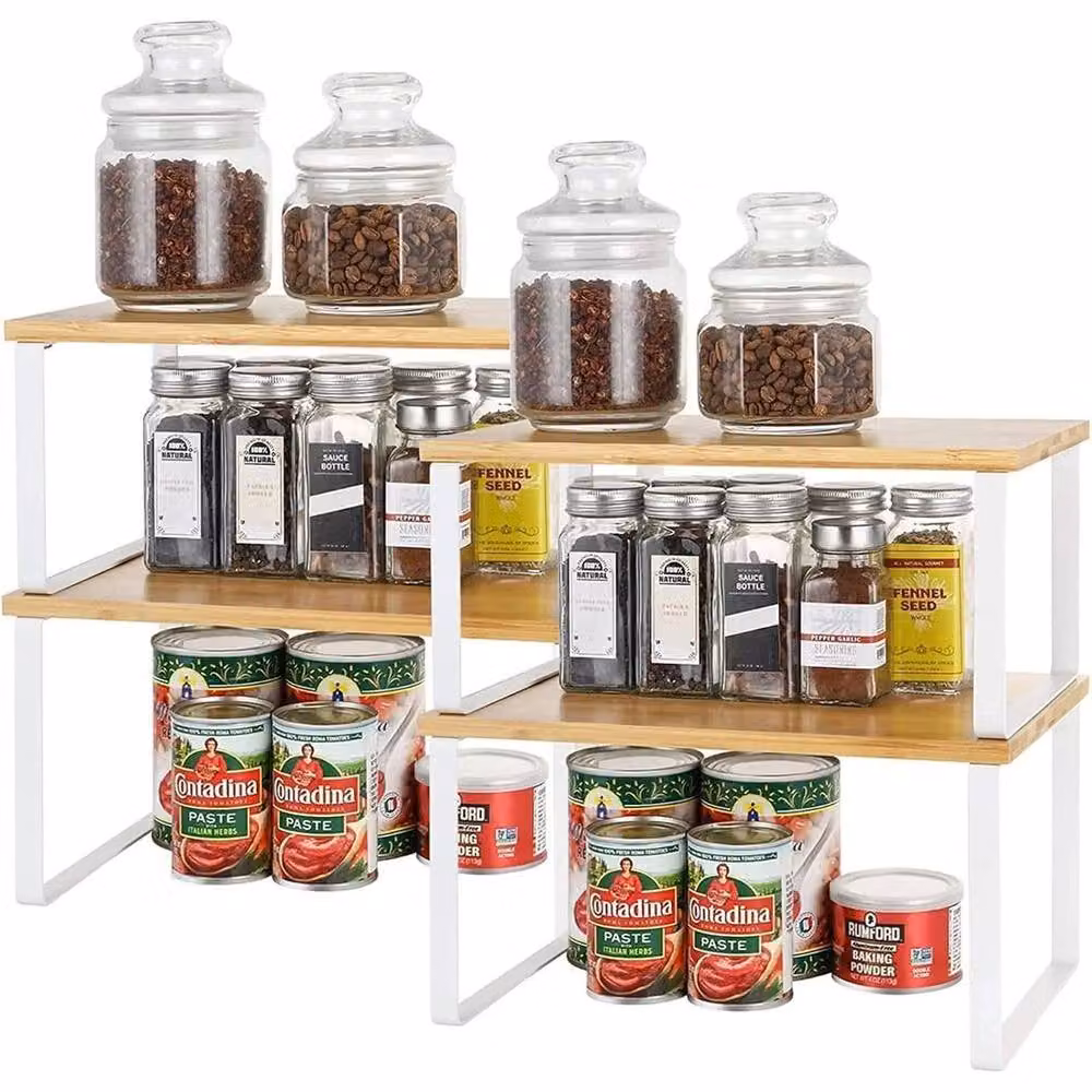 KORVIXA Set of 4 White Kitchen Cupboard Shelf Organisers – 2