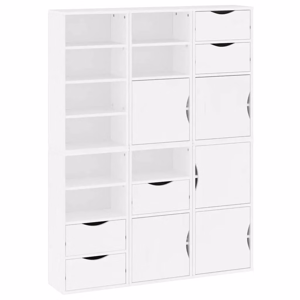 Berkfield Home ODDA Side Cabinets, 6 Piece Set, White Solid Wood Pine, W: 40 cm, D: 24 cm, H: 79 cm – 2