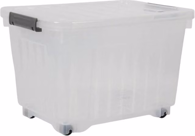 SPETLEK 16L Large Storage Box with Lid and Wheels in Clear