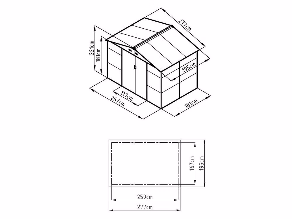 Vente-unique Grey Wood Effect Galvanised Steel Garden Shed with Double Doors and Window – 3