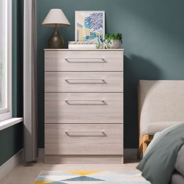 Ready Assembled 2 U Gloucester 4 Drawer Deep Chest in Light Grey