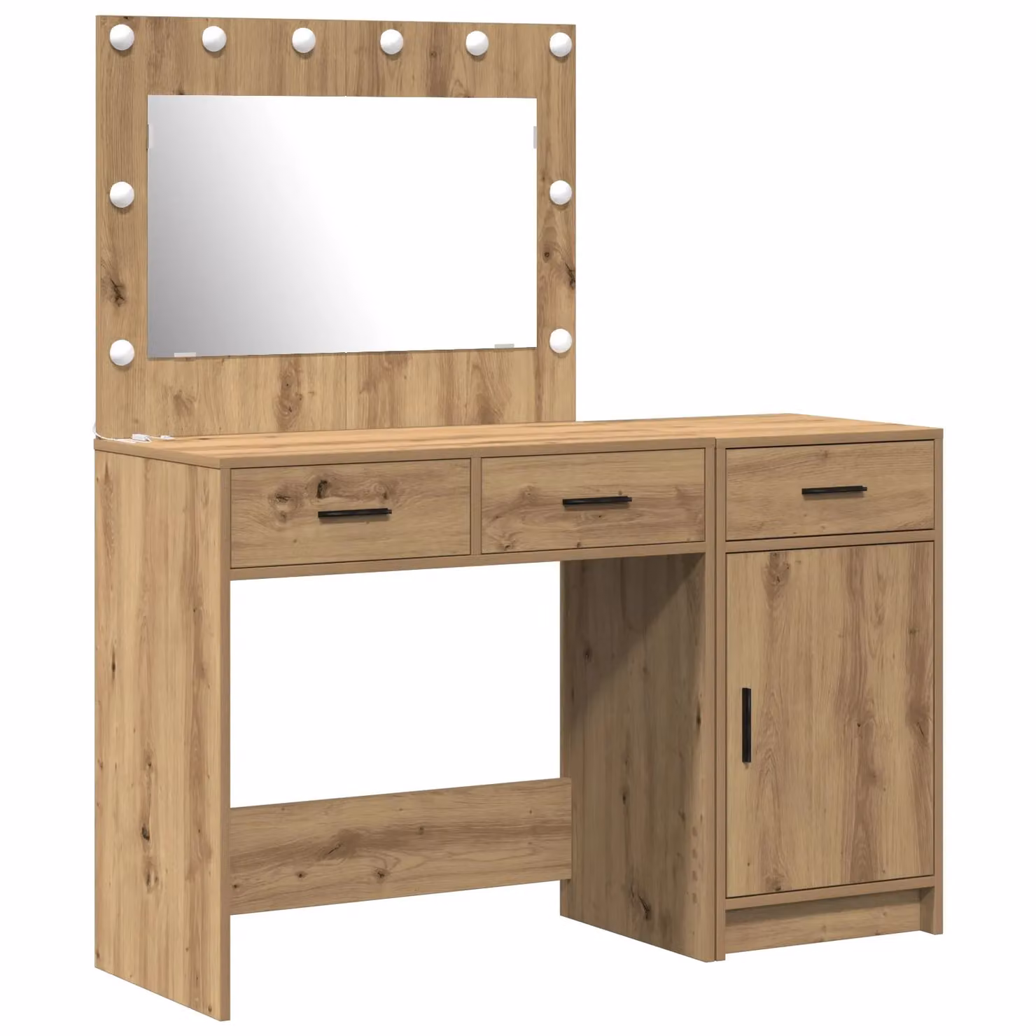 Berkfield Home 2-Piece Hollywood LED Dressing Table Set in Artisan Oak Brown – 2