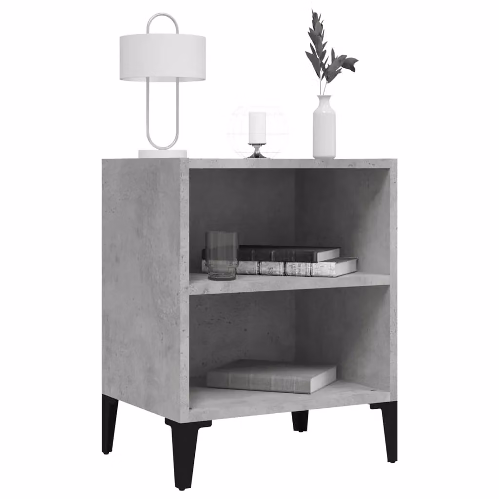 Berkfield Home Bed Cabinet with Metal Legs in Concrete Grey, W/D/H: 40 x 30 x 50 cm – 3