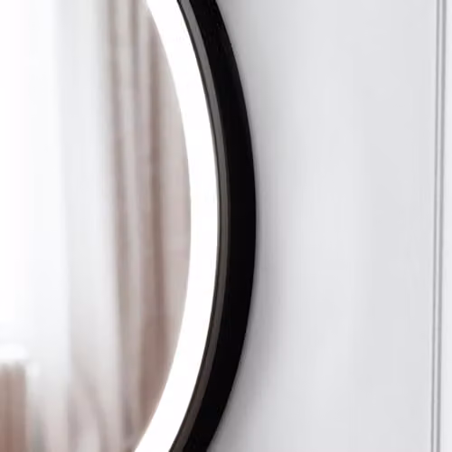 Nes Home Round LED Bathroom Mirror with Demister, Touch Sensor and Dimmable Cool White Light in Black or Silver – 3