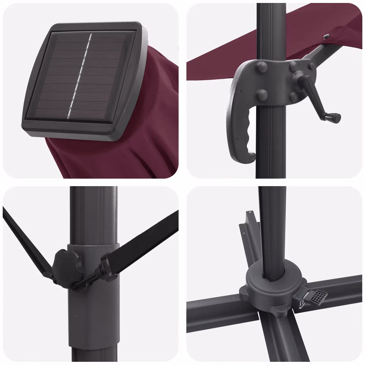 Berkfield Home Cantilever Umbrella in Bordeaux Red Metal and Fabric – 4
