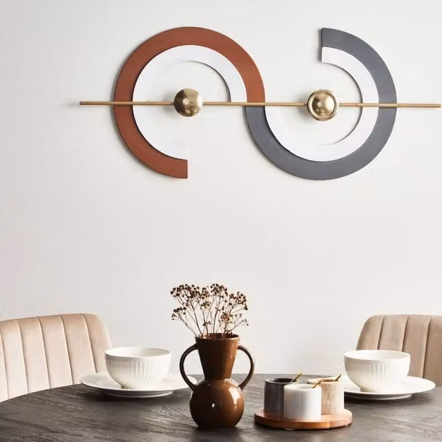 Wyld and Coco Multicolour Abstract Geometric Metal Wall Decor with Gold Accents